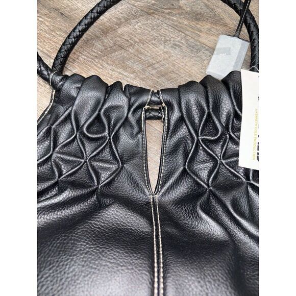 Unlisted Hobo Bag Handbag Purse Black Lined Double Straps Streetsmart NEW PU - Picture 3 of 12